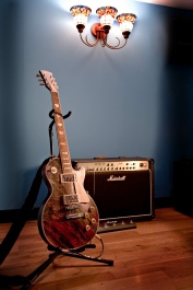 A guitar and an amplifier